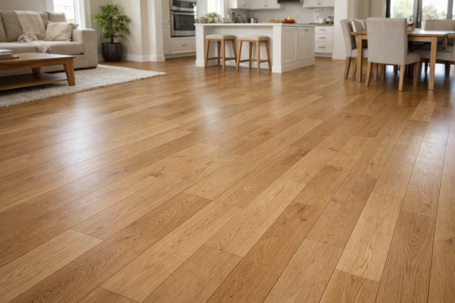 Hardwood flooring with square edges